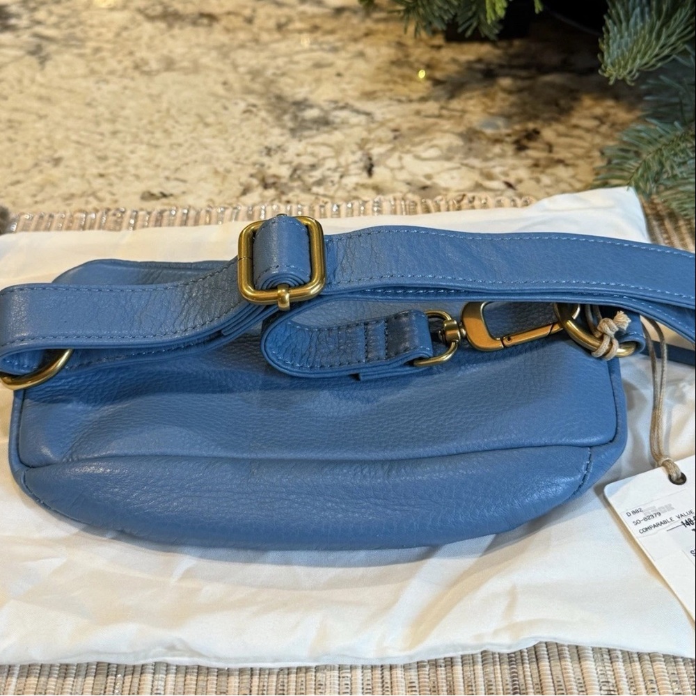 NEW HOBO Leather Adjustable Fern Belt/Crossbody Bag In Dusty Blue - Picture 12 of 13